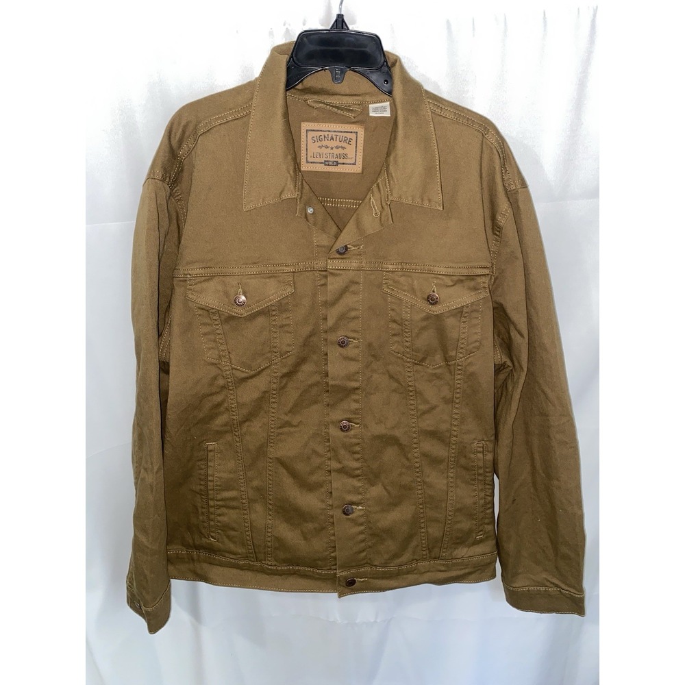 Signature by Levi Strauss Mens Trucker Jacket Brown Tan Denim Gold Label XL